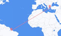 Flyg från Belém (kommun i Brasilien, Pará, lat -1,34, long -48,42), Brasilien till Skyros, Grekland