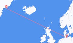 グリーンランドのクルスクから、ドイツのリューベックまでのフライト
