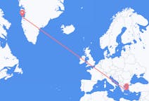 Lennot Mykonoksesta, Kreikka Aasiaatille, Grönlanti