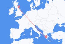 Flyreiser fra Kalamata, Hellas til Durham, England