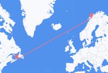 캐나다 시드니에서 출발해 노르웨이 나르비크까지(으)로 가는 항공편
