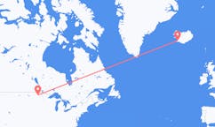 Vluchten van Grand Forks, British Columbia, Verenigde Staten naar Reykjavík, IJsland