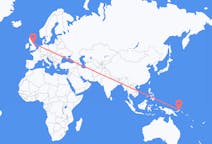 Flyreiser fra Rabaul, Papua Ny-Guinea til Durham, England