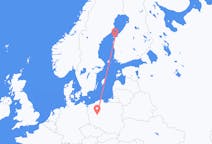 Loty z Vaasa, Finlandia do Poznania, Polska