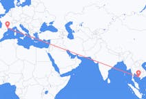 カンボジアのシアヌークビル県から、フランスのベジエまでのフライト