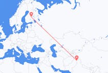 Voos de Srinagar, Índia para Kuopio, Finlândia