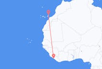 Vluchten van Monrovia naar Lanzarote