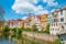 Photo of Tuebingen in the Stuttgart city ,Germany Colorful house in riverside and blue sky. 