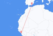 Flyreiser fra Conakry, til Almeria