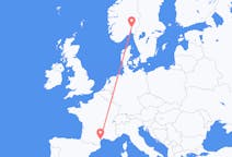 Flyreiser fra Oslo, Norge til Aspiran, Frankrike