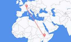 Flyrejser fra Jinka, Etiopien til Bern, Schweiz