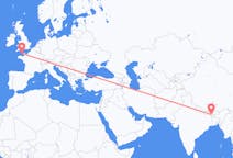 Flyreiser fra Bagdogra, India til Guernsey, Guernsey