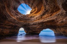 Photo of aerial amazing view of town Olhos de Agua, Algarve Portugal.