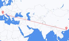 Flug frá Huizhou, Kína til Tórínó, Ítalíu