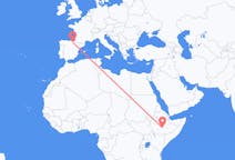 Flyreiser fra Goba, Etiopia til Vitoria, Spania