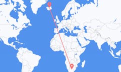 Flyg från Kimberley, Northern Cape, Sydafrika till Akureyri, Island