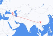 Lennot Kunmingista, Kiina Iğdıriin, Turkki