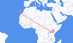 Flug frá Amboseli þjóðgarðinum, Kenía til Las Palmas de Gran Canaria, Spáni