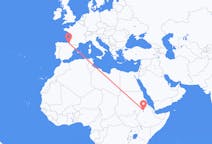 Lennot Gondarista, Etiopia San Sebastianiin, Espanja