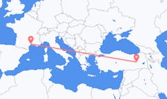 Flyreiser fra Bingöl, til Montpellier