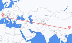 Flyreiser fra Yueyang, Kina til Grenoble, Frankrike