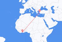 Flyreiser fra Abidjan, til Izmir