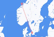 스웨덴 말뫼에서 출발해 노르웨이 크리스티안순드에게(으)로 가는 항공편