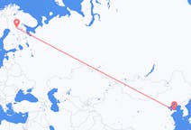 Flug frá Yantai, Kína til Kuusamo, Finnlandi