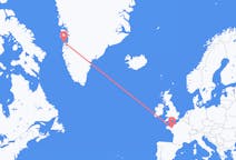 フランスのレンヌから、グリーンランドのアシアトまでのフライト