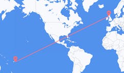 Flyg från Lakeba Island, Fiji till Glasgow, Skottland