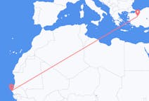 Flyrejser fra Dakar, Senegal til Kutahya, Tyrkiet