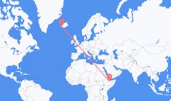 Loty z Dżidżiga, Etiopia do Reykjaviku, Islandia