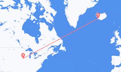 Vluchten van Des Moines, Verenigde Staten naar Reykjavík, IJsland
