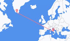 Voos de Nápoles, Itália para Qaqortoq, Groenlândia