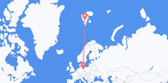 Vluchten van Duitsland naar Spitsbergen en Jan Mayen