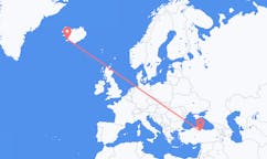Loty z Karamustafapasa, Turcja do Reykjaviku, Islandia