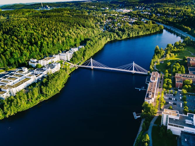 Aerial view of Yliston bridge in Jyvaskyla, Finland