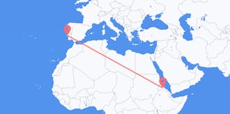 Flyg från Eritrea till Portugal
