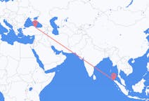 인도네시아 반다아체에서 출발해 터키 삼순에게(으)로 가는 항공편