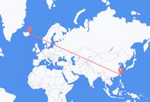 台湾の台北から、アイスランドのエギルスタジルまでのフライト