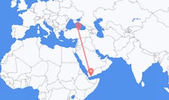 예멘 아덴에서 출발해 터키 토카트에게(으)로 가는 항공편
