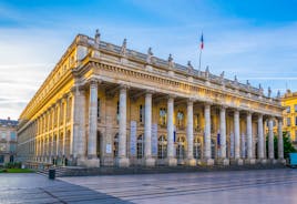 Photo of Bordeaux aerial panoramic view. Bordeaux is a port city on the Garonne river in Southwestern France.