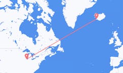 Vluchten van Chicago, Belize, Verenigde Staten naar Reykjavík, IJsland