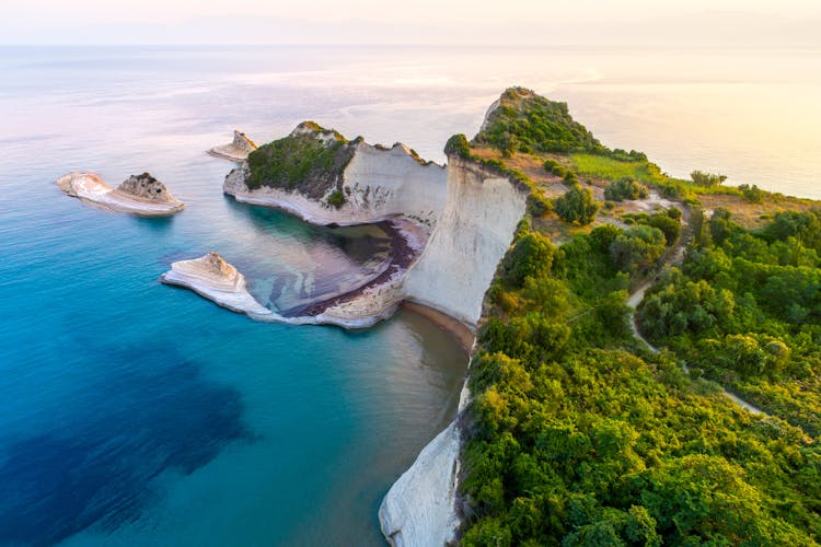 Photo of beautiful view of Cape Drastis in the island of Corfu in Greece.