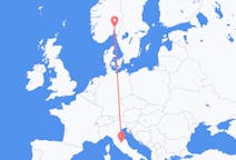 Flyreiser fra Oslo, Norge til Perugia, Italia