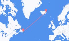 Flights from the city of St. John s, Canada to the city of Egilsstaðir, Iceland