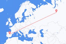 Vols depuis la ville de Noïabrsk vers la ville de Madrid