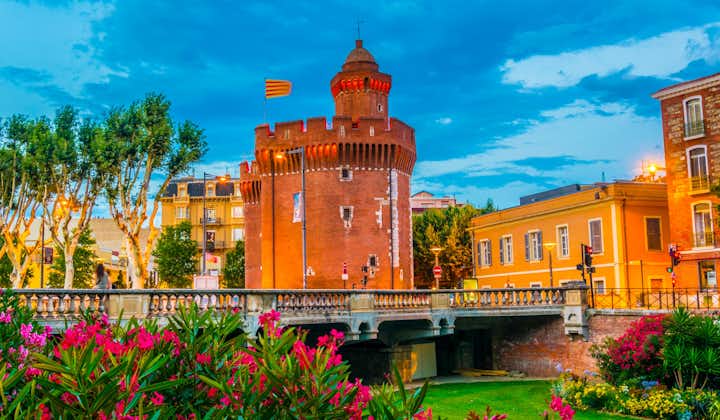 Photo of Castillet tower hosting a museum of history and culture in Perpignan, France.