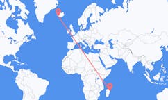 Flyreiser fra Toamasina, Madagaskar til Reykjavik, Island