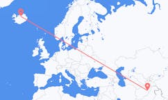 航班从阿富汗喀布尔市到阿克雷里市，冰岛塞尔